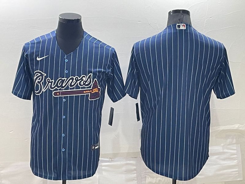 Men Atlanta Braves Blank Blue Stripe Throwback Nike 2022 MLB Jerseys->new york mets->MLB Jersey